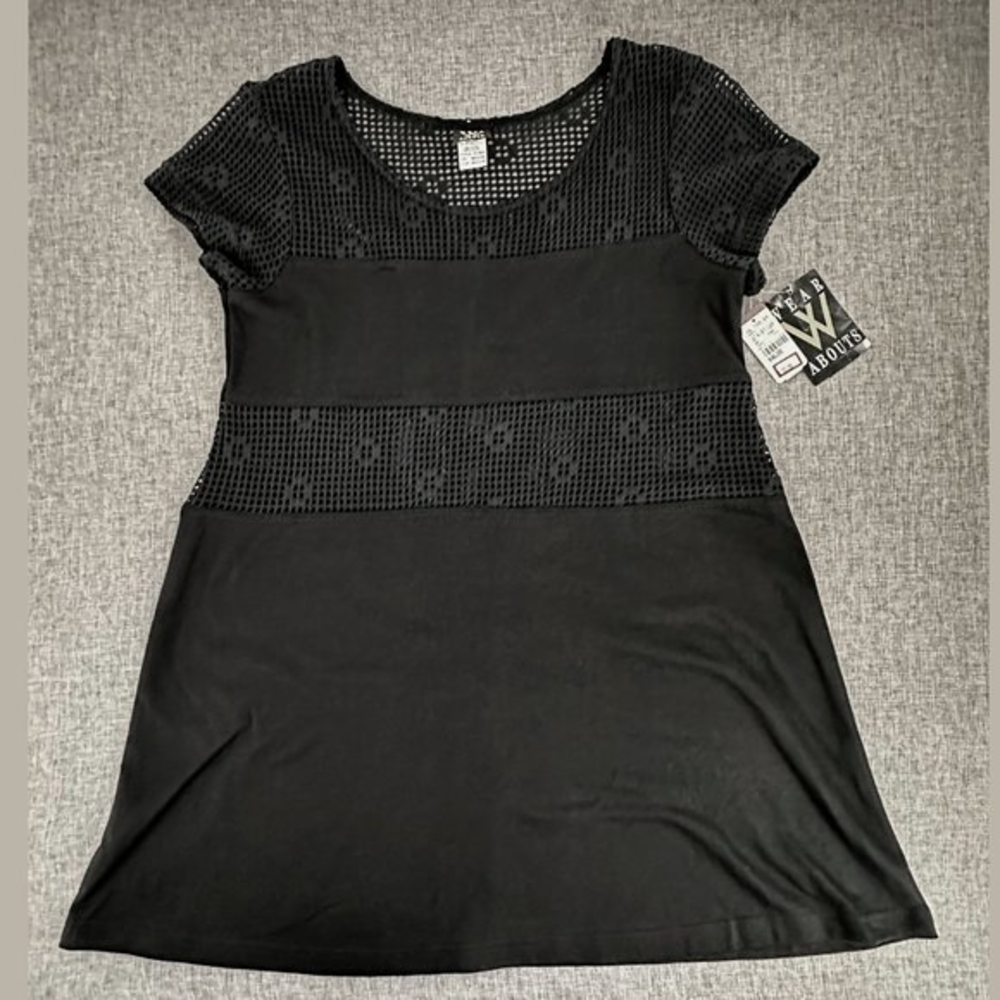 Vintage Wear Abouts Dress Black‎ Medium Cotton & Polyester Short Sleeve